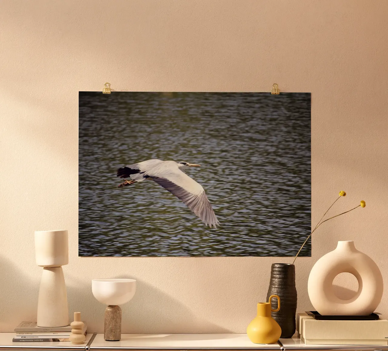 Airone in volo sull'acqua poster da Jack C Photography