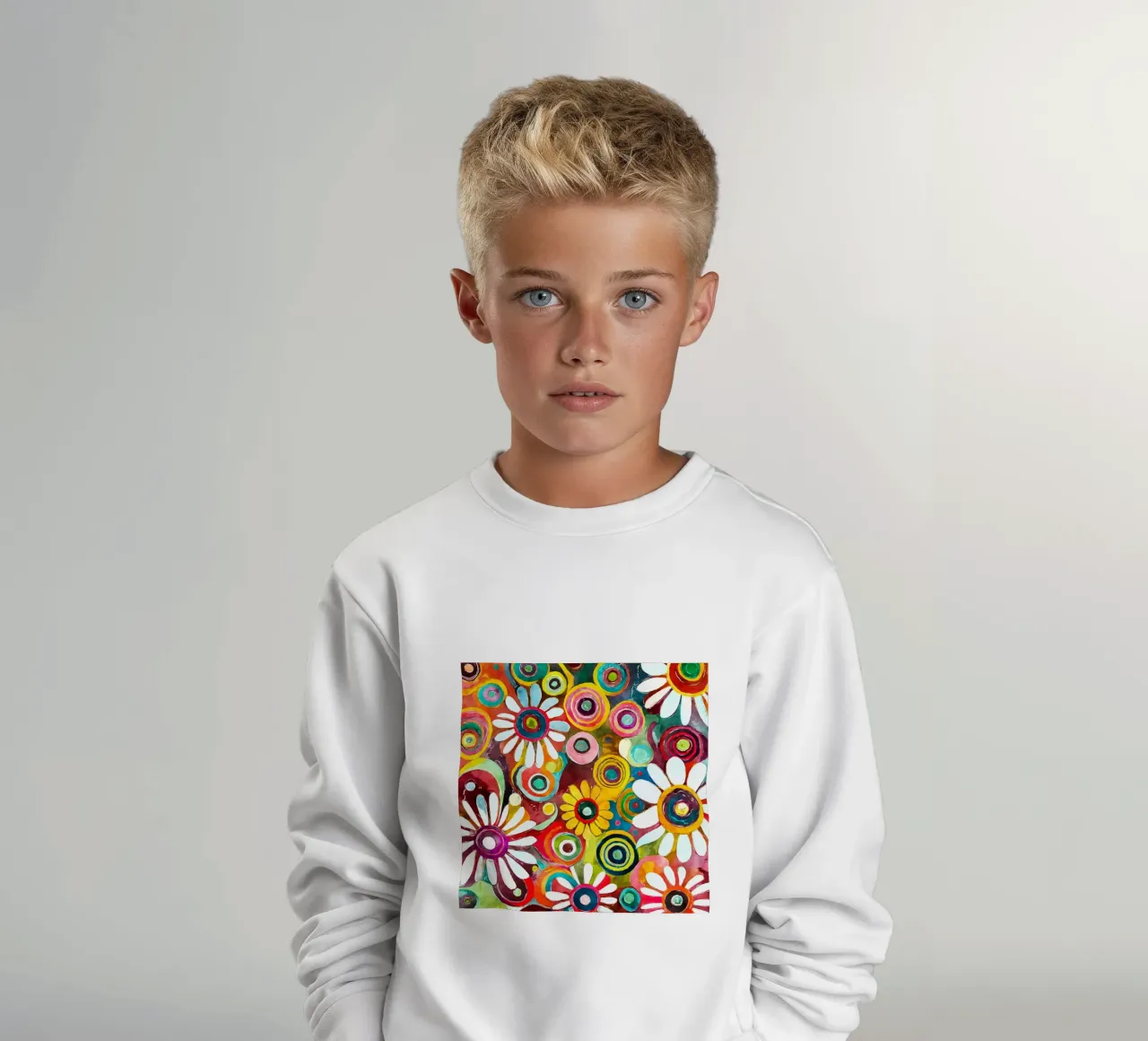 Funky Daisies kids sweatshirt by Botanical Pattern House