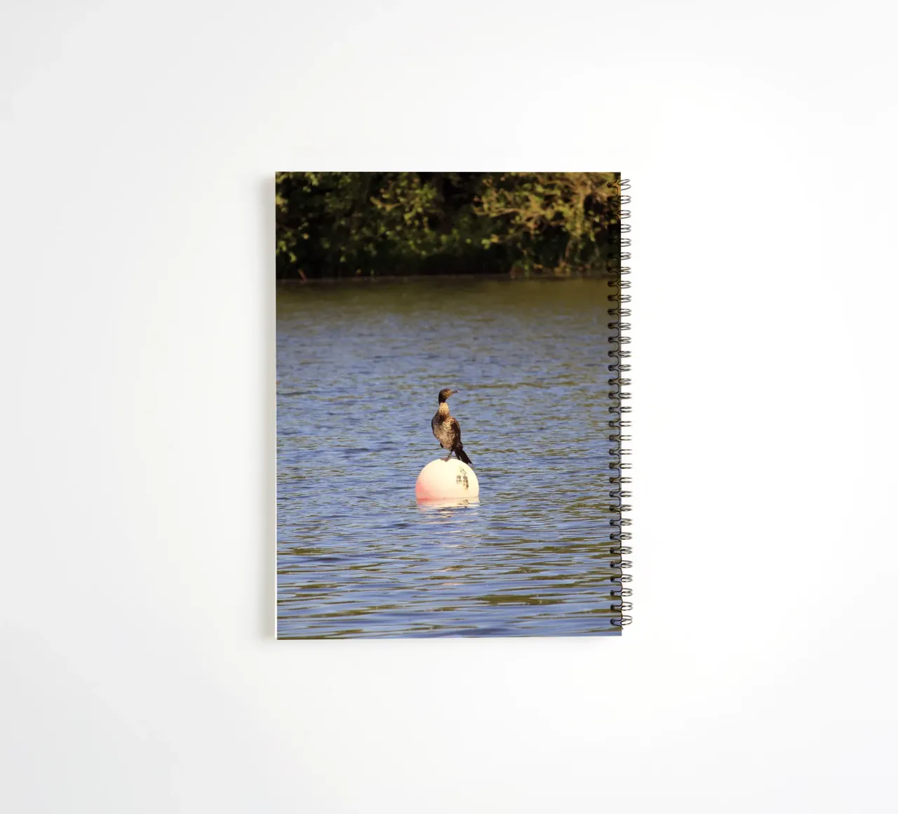 Cormorant Perched on a Buoy in the Lake spiral notebook by Jack C Photography