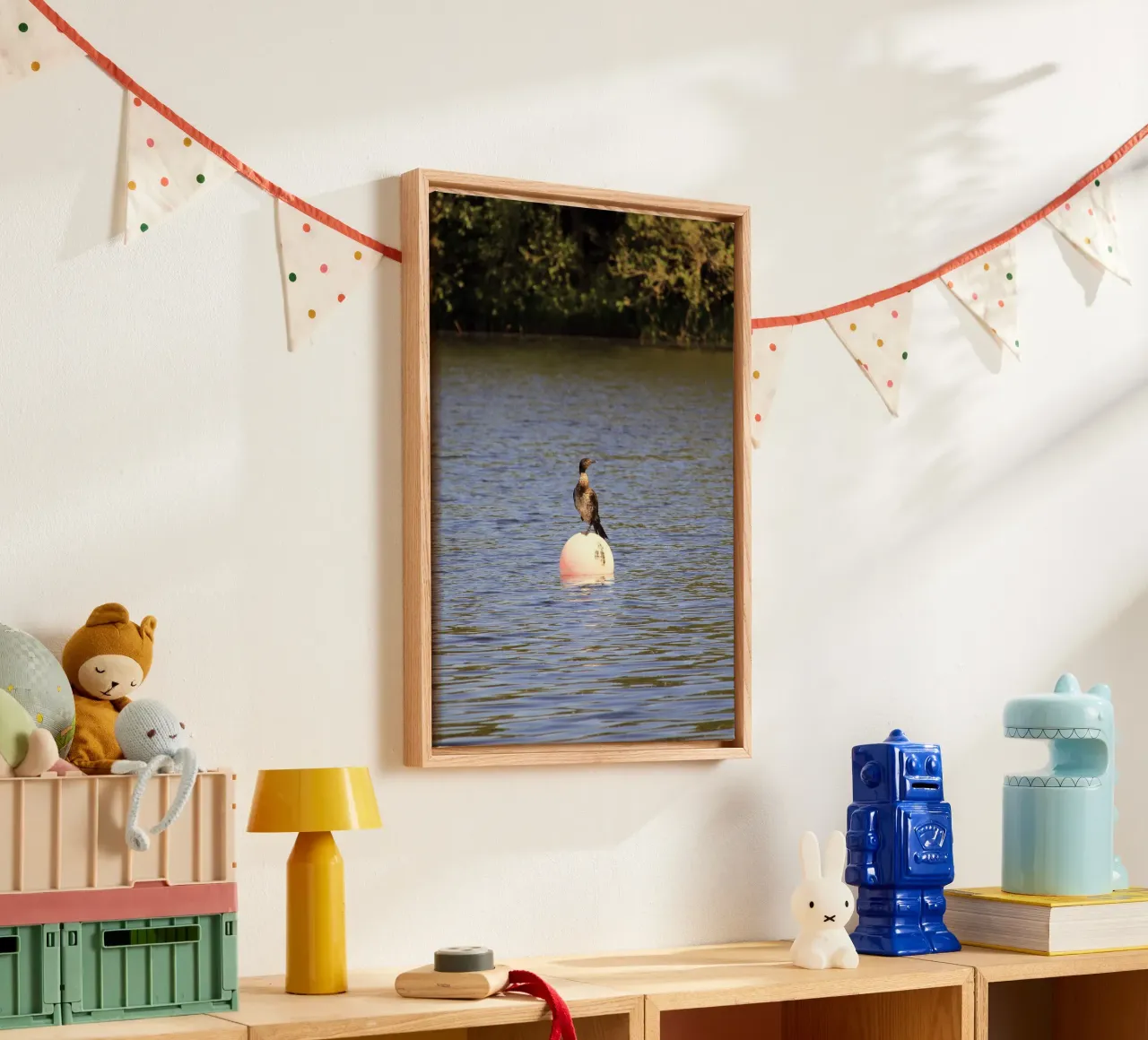 Cormorant Perched on a Buoy in the Lake canvas by Jack C Photography