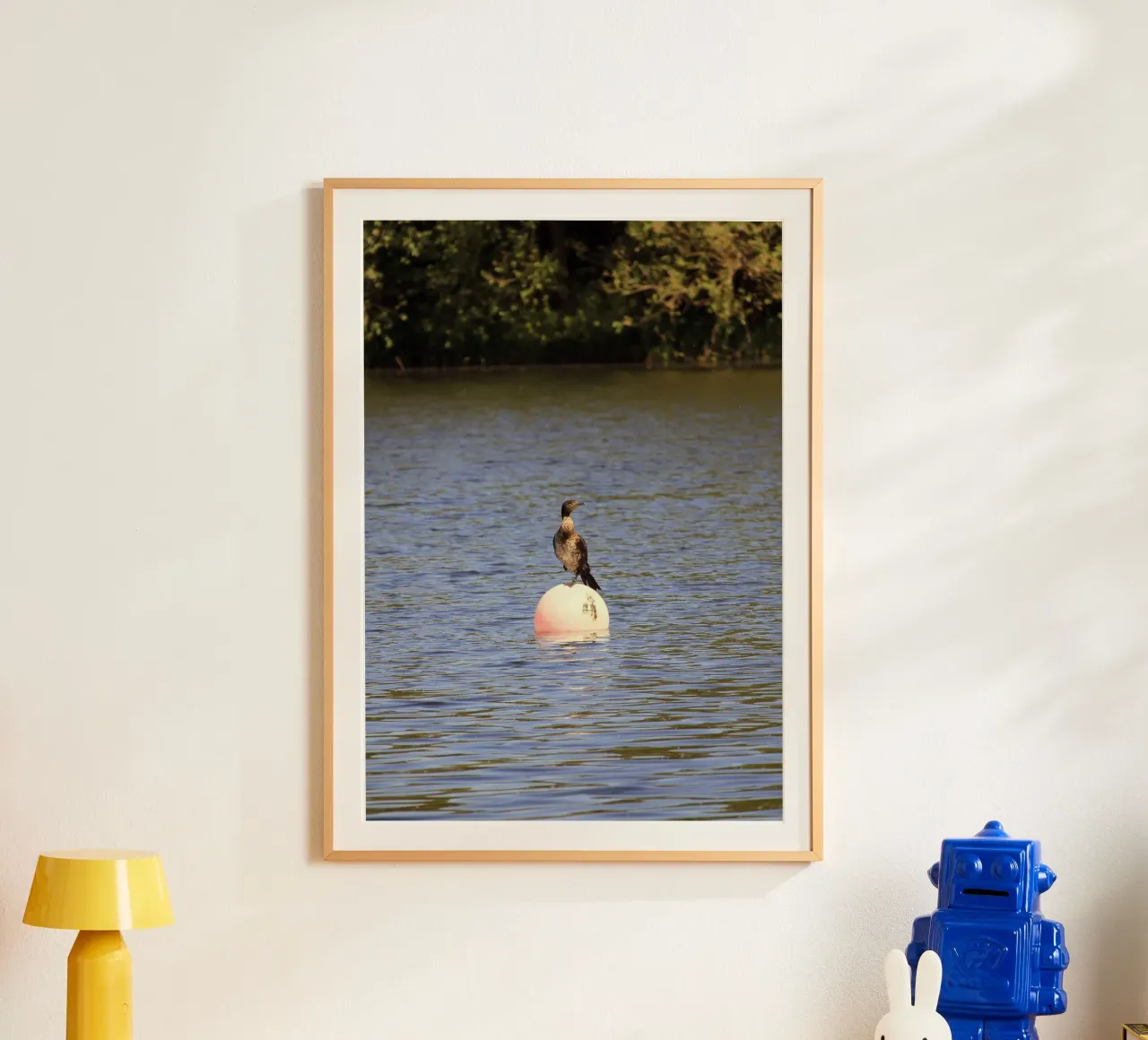 Cormorant Perched on a Buoy in the Lake poster by Jack C Photography