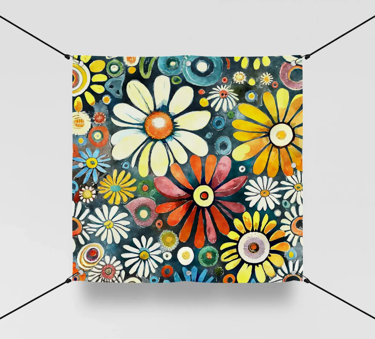 Margherite divertenti telo in pvc da Botanical Pattern House