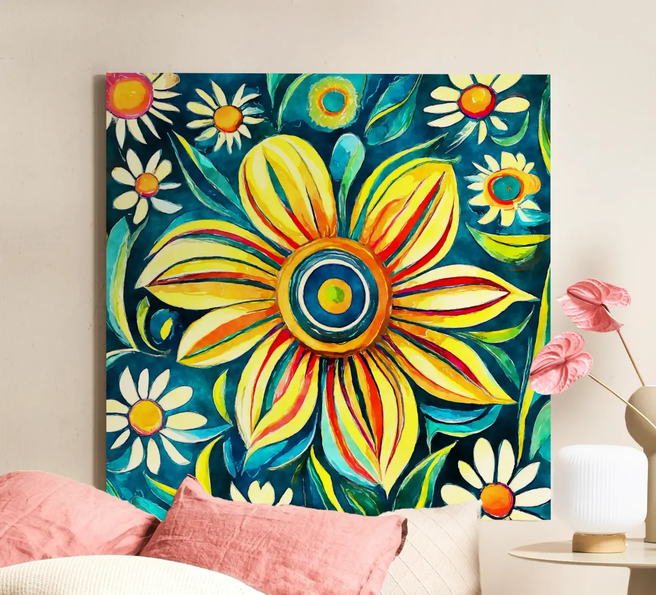 Funky Daisies canvas by Botanical Pattern House