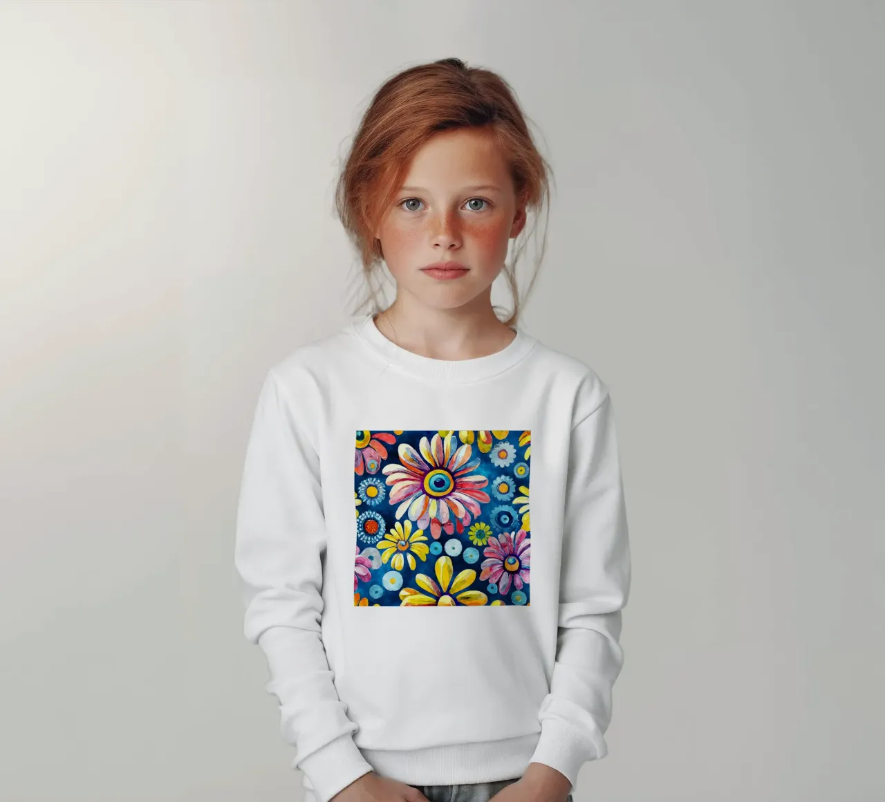 Funky Daisies kids sweatshirt by Botanical Pattern House