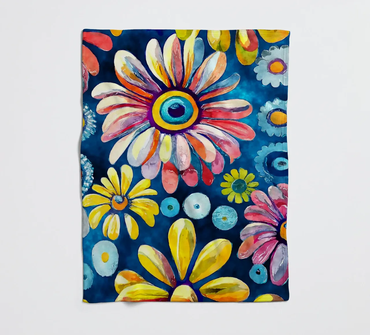 Funky Daisies fleece blanket by Botanical Pattern House