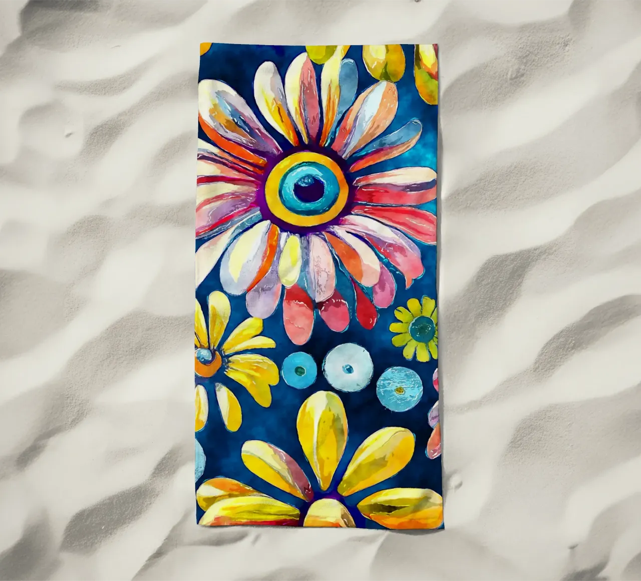 Funky Daisies beach towel by Botanical Pattern House