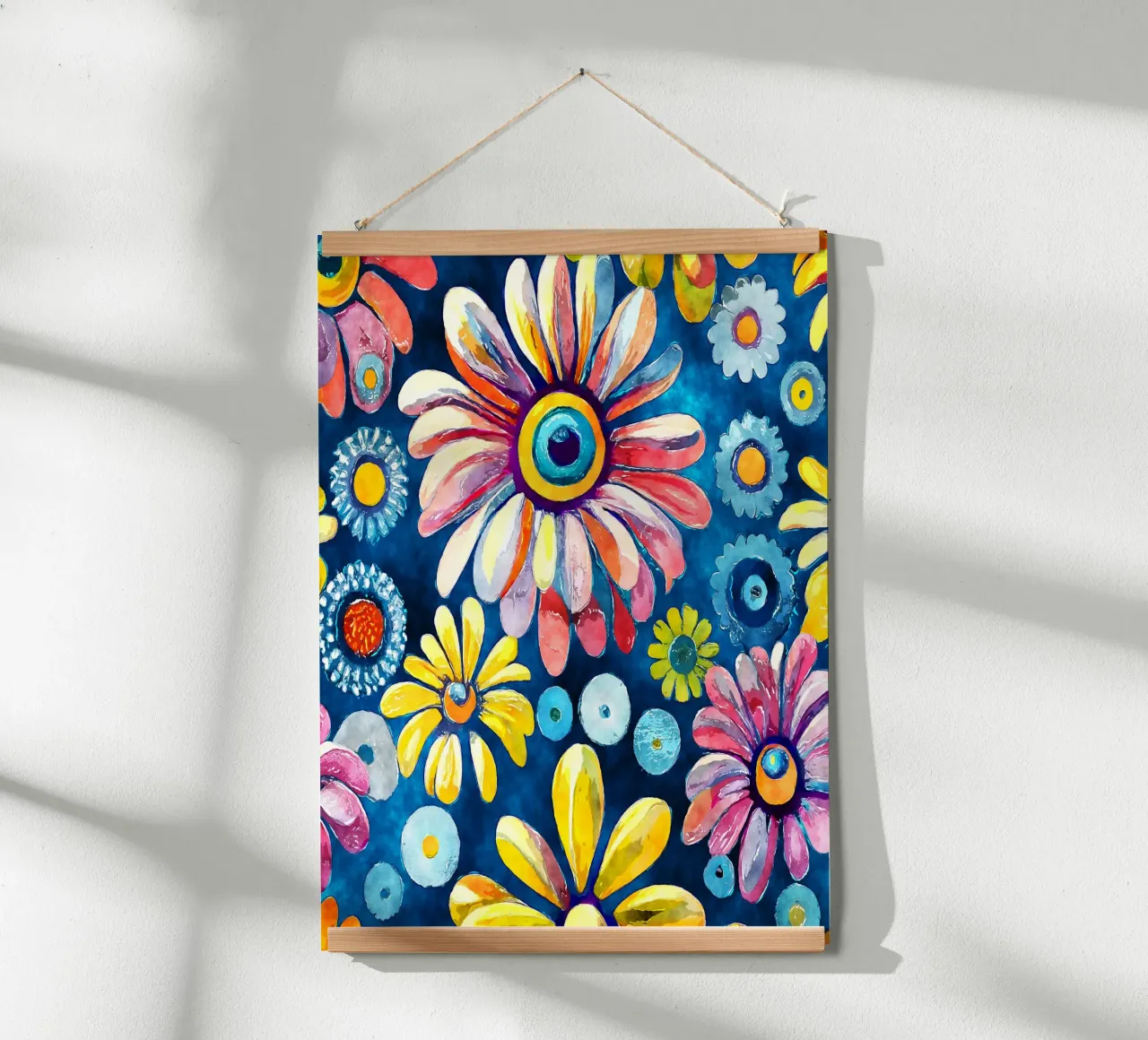Margherite divertenti poster con telaio in alluminio da Botanical Pattern House