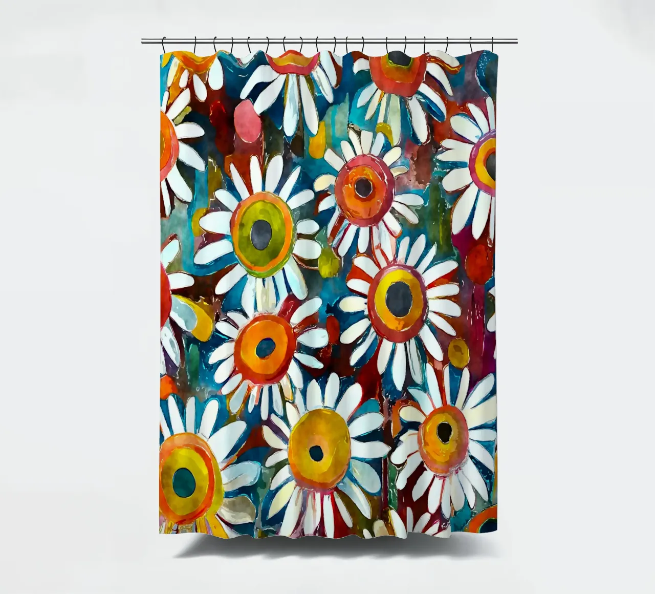 Funky Daisies shower curtain by Botanical Pattern House