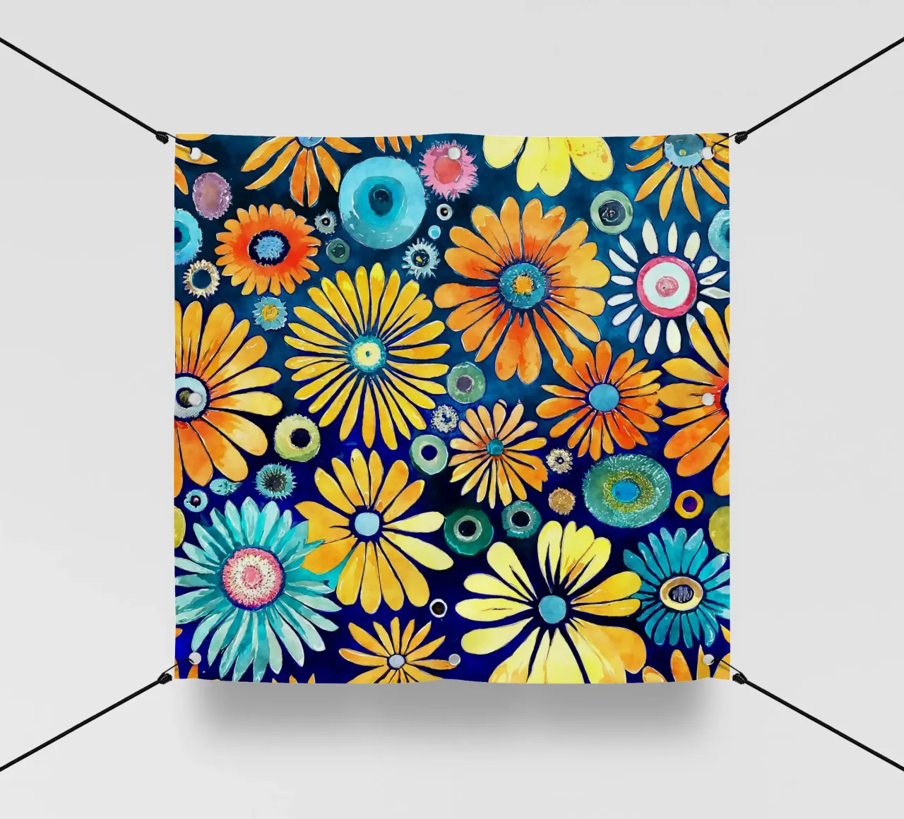 Margherite divertenti telo in pvc da Botanical Pattern House
