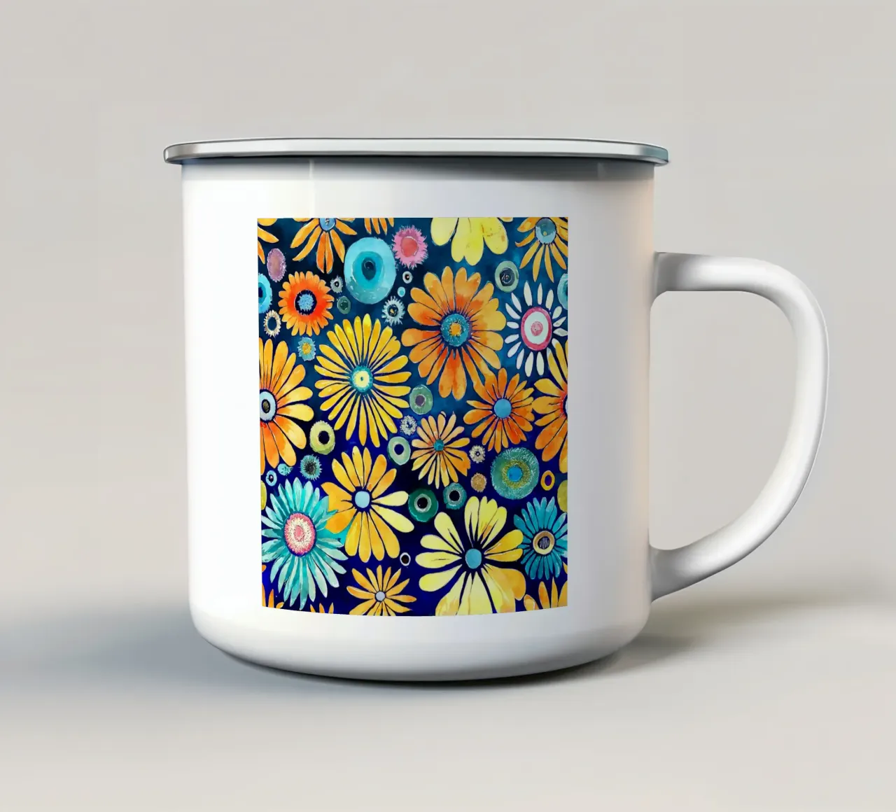 Margherite divertenti tazza in smalto da Botanical Pattern House