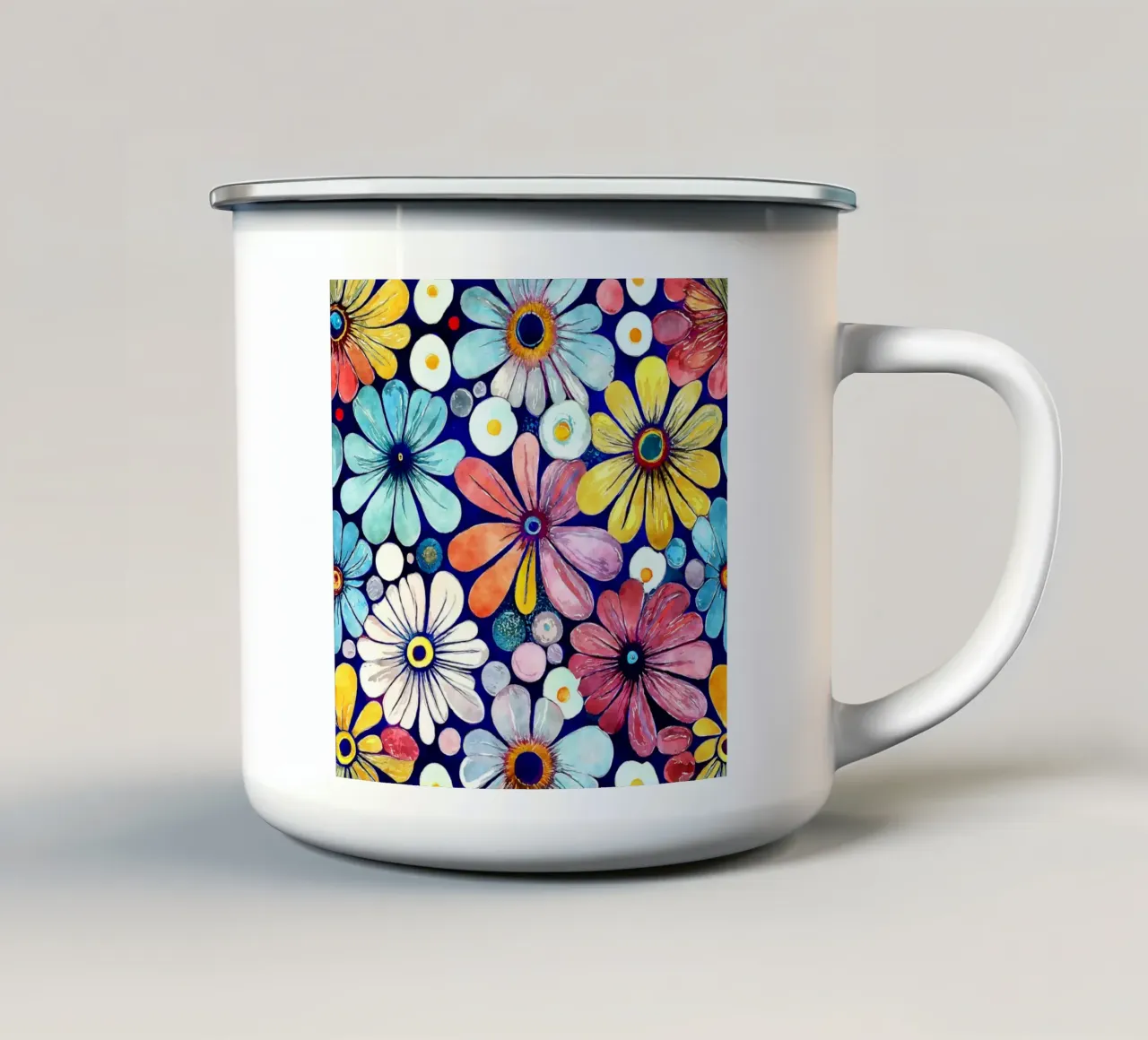 Margherite divertenti tazza in smalto da Botanical Pattern House