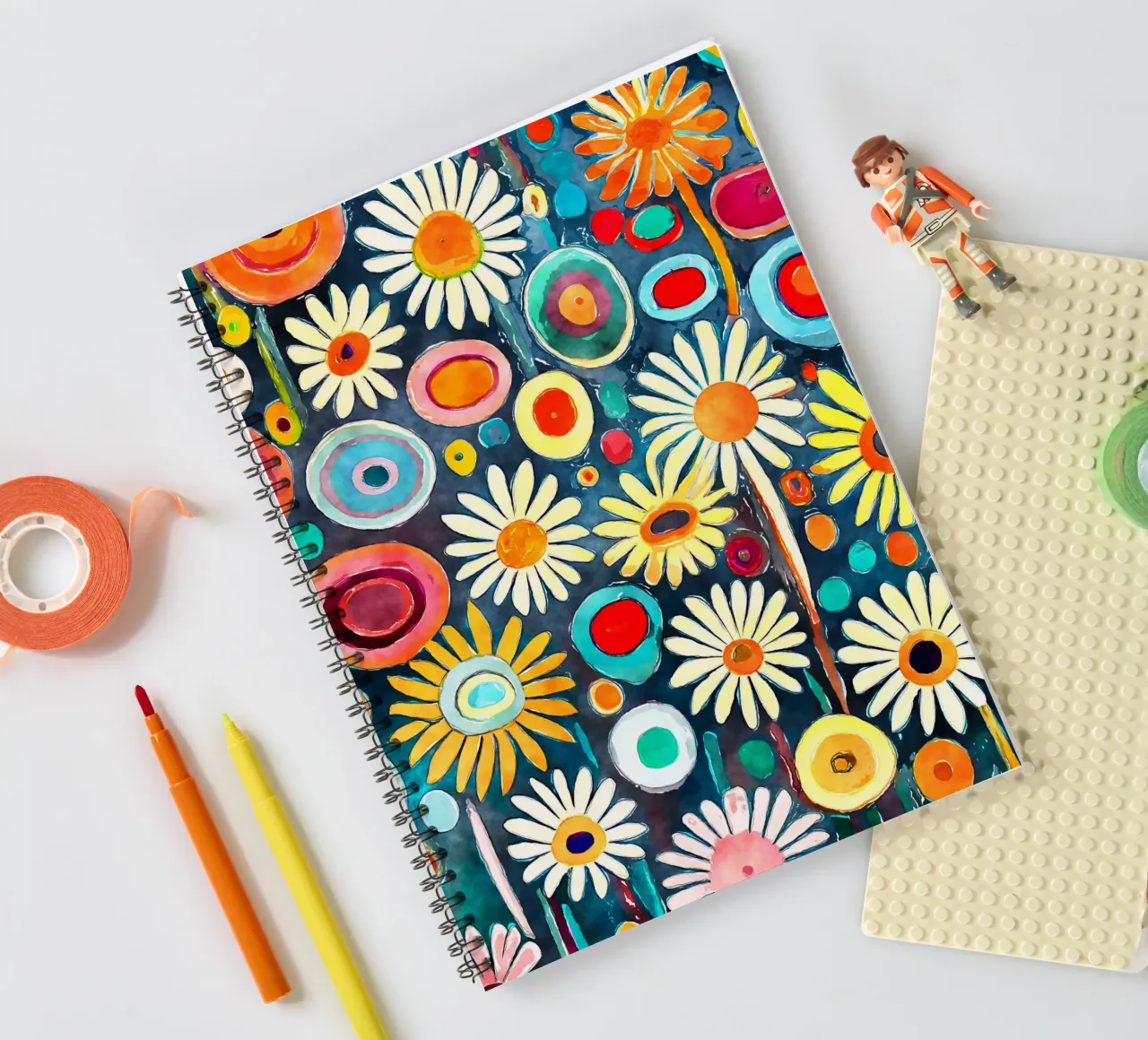 Funky Daisies spiral notebook by Botanical Pattern House