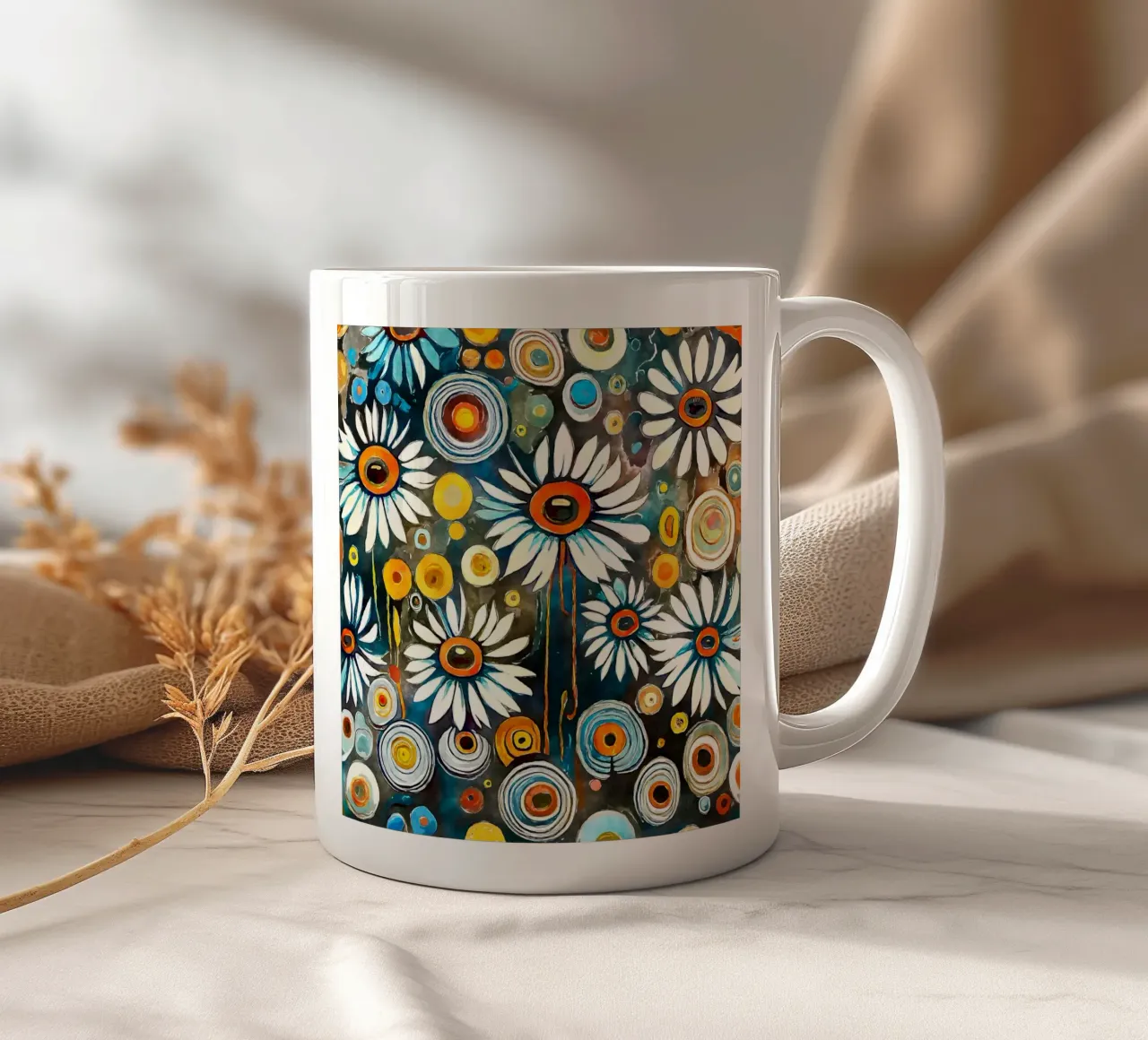 Margherite divertenti tazza in ceramica da Botanical Pattern House