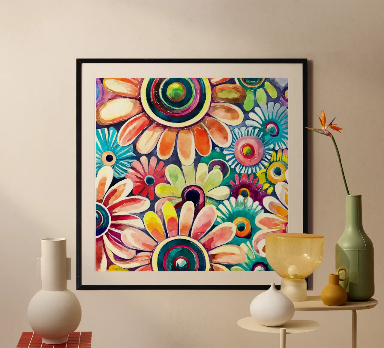 Margherite divertenti poster con telaio in plastica da Botanical Pattern House