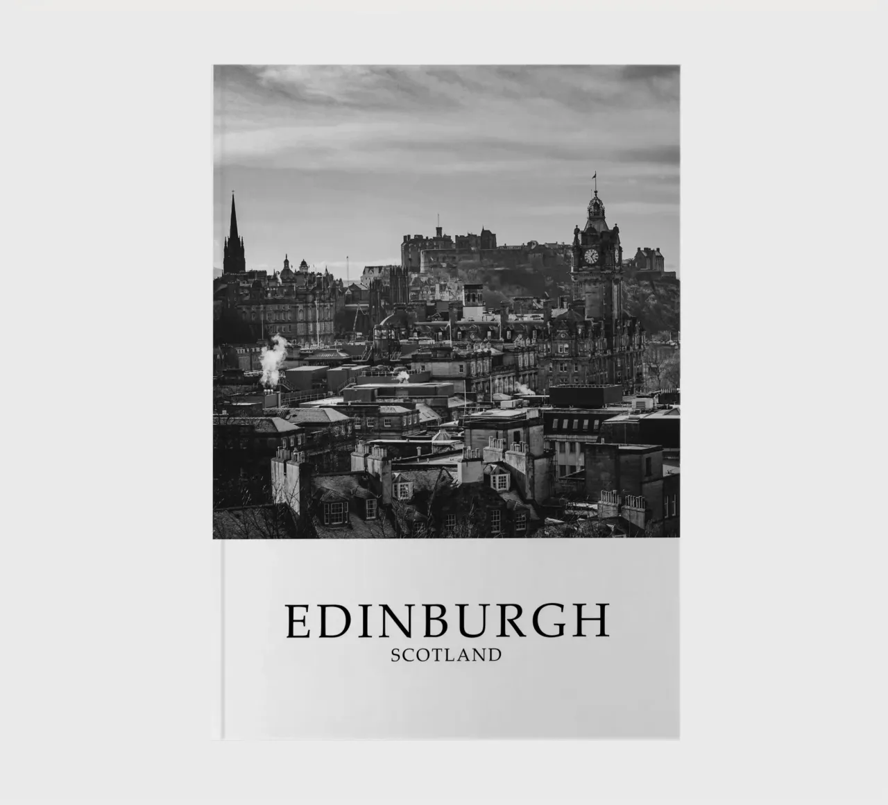 Edimburgo Scozia Skyline Scena in scala di grigi diario da Charnwood Prints
