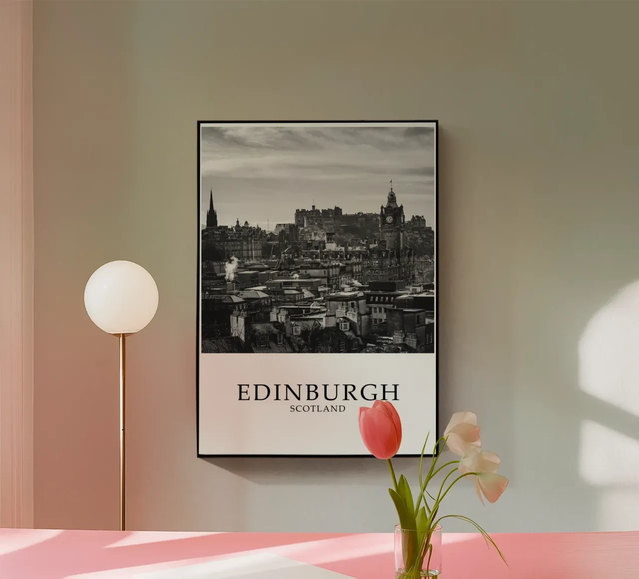 Edimburgo Scozia Skyline Scena in scala di grigi plexiglass da Charnwood Prints