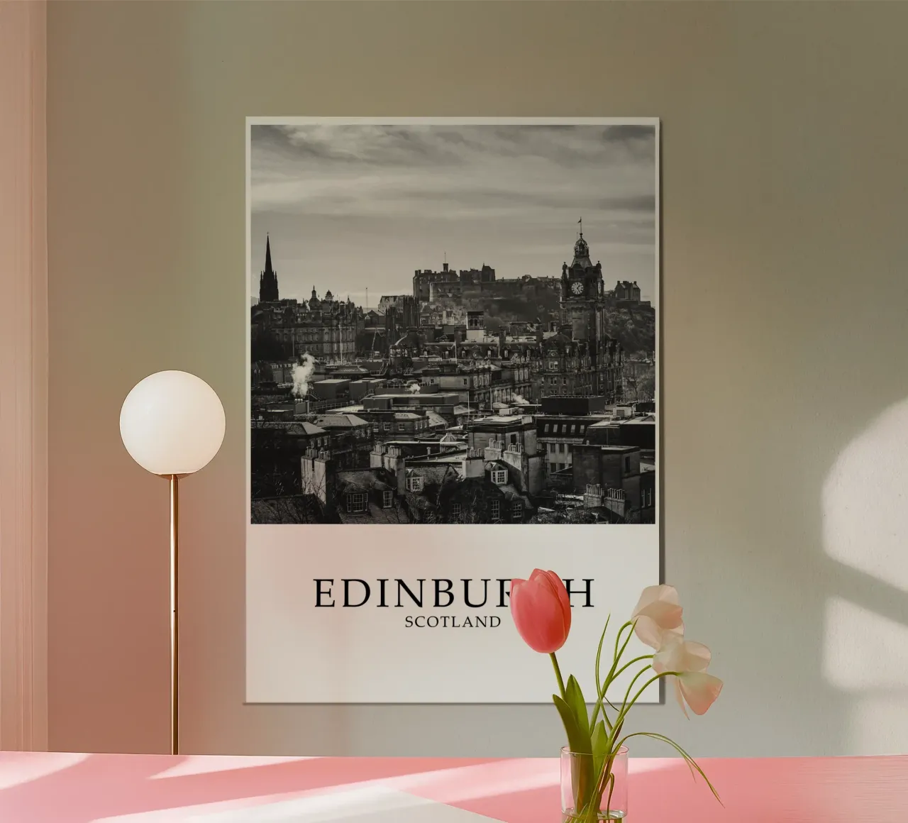 Edimburgo Scozia Skyline Scena in scala di grigi alluminio dibond da Charnwood Prints