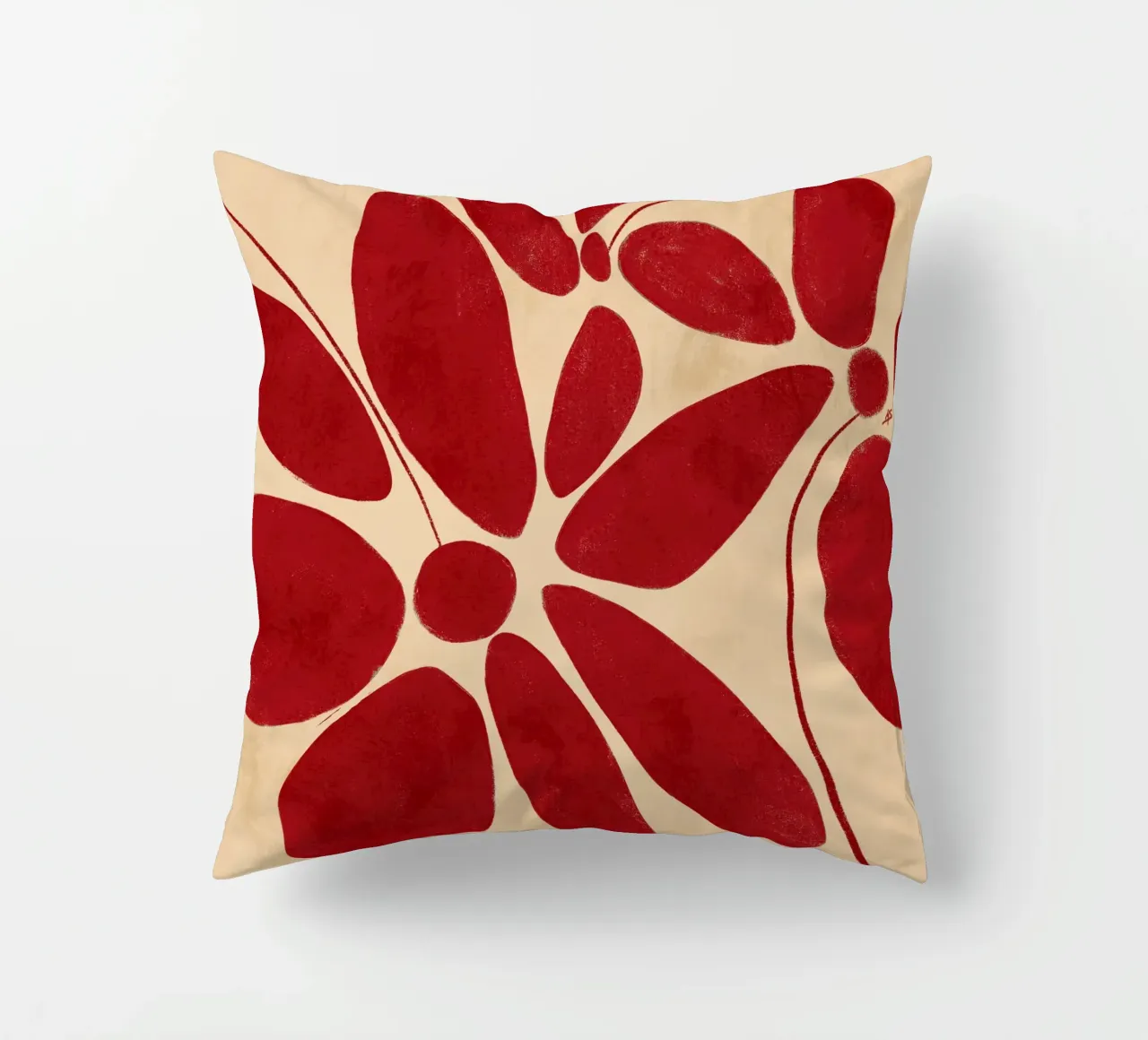 Large Red Flowers Abstract cuscino da sabidussi