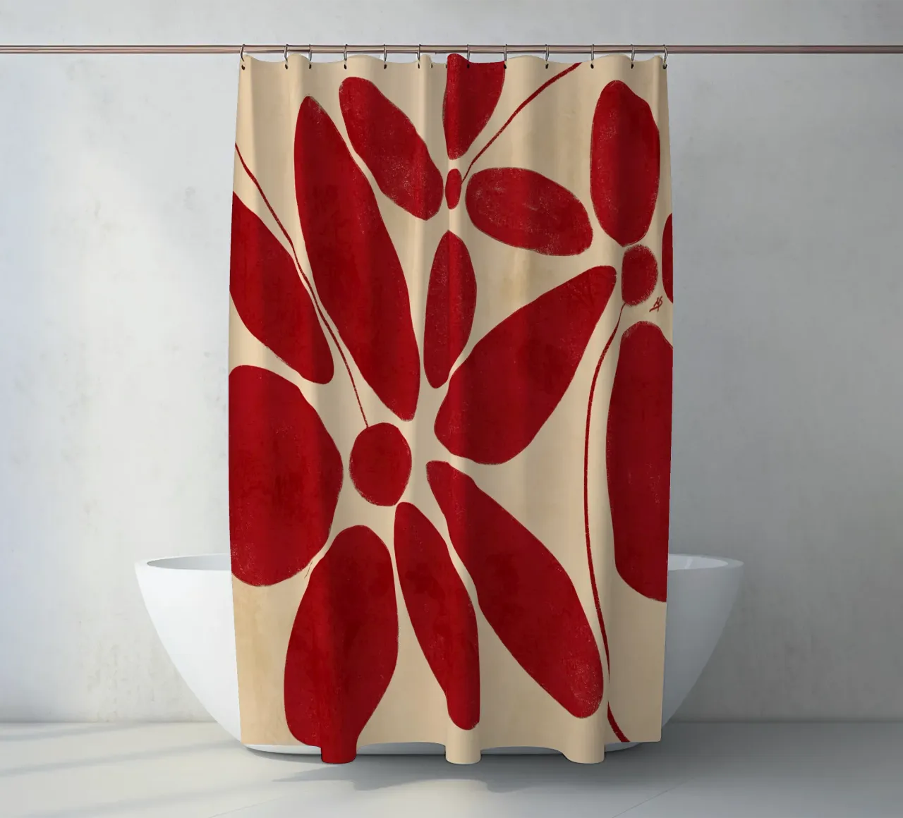 Large Red Flowers Abstract tenda da doccia da sabidussi