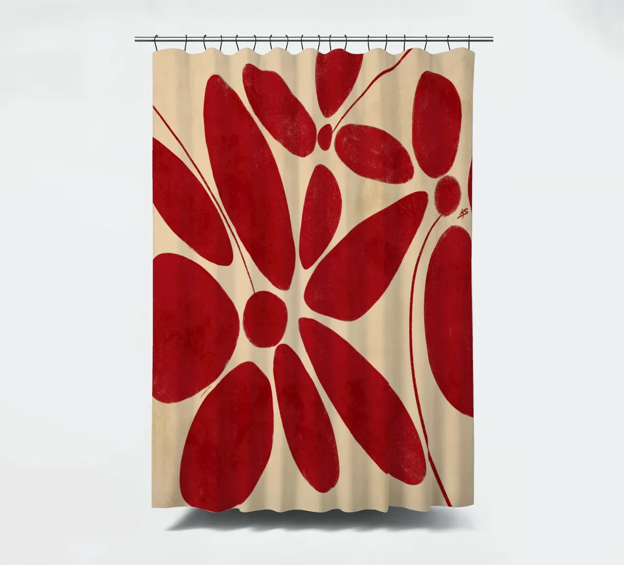 Large Red Flowers Abstract tenda da doccia da sabidussi