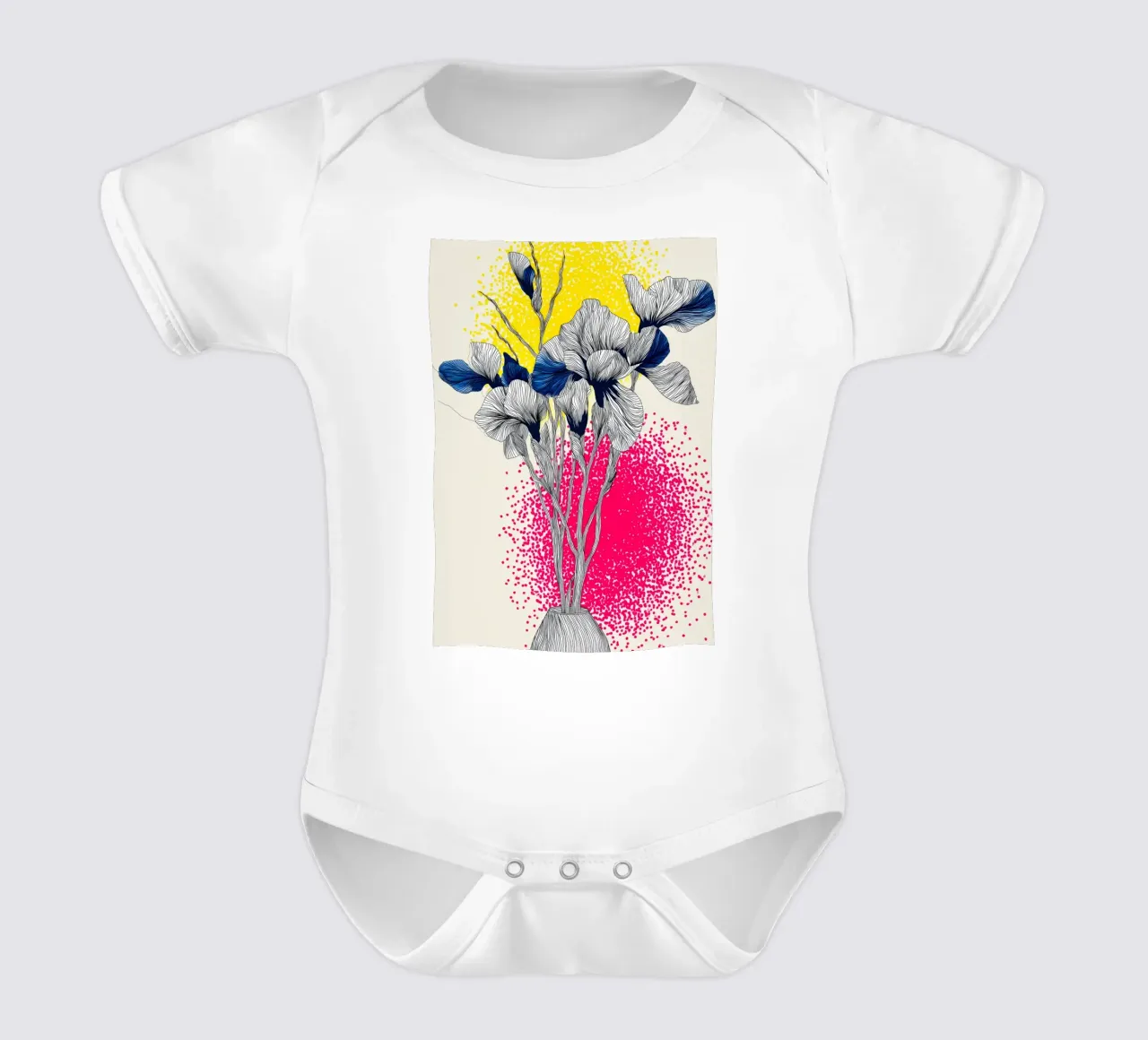 Fiori di iris body neonato maniche corte da Justyna Jaszke JBJart