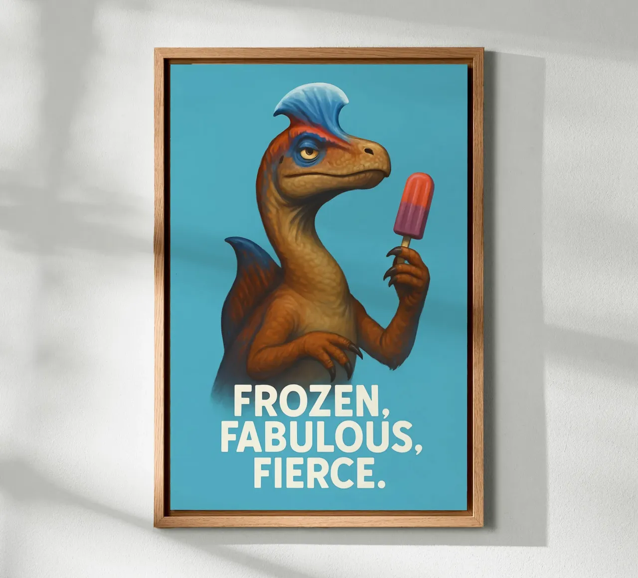 Funny Cryolophosauru Meme canvas with Floater frame by Funny Humor Art