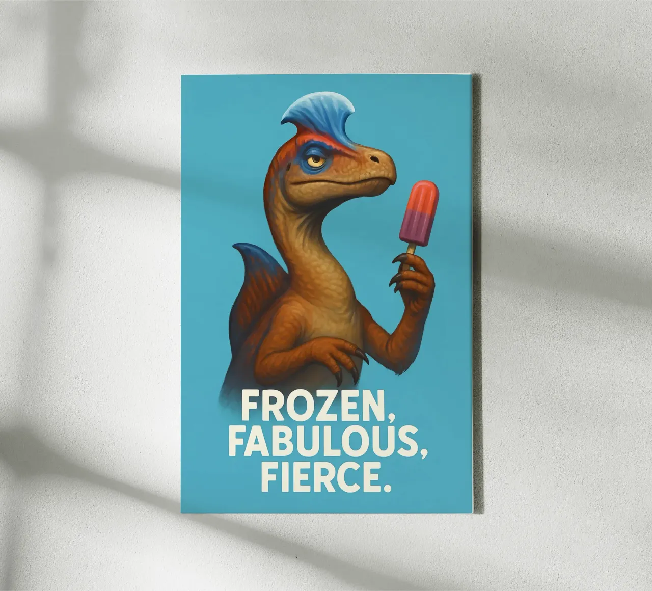 Funny Cryolophosauru Meme canvas with Floater frame by Funny Humor Art