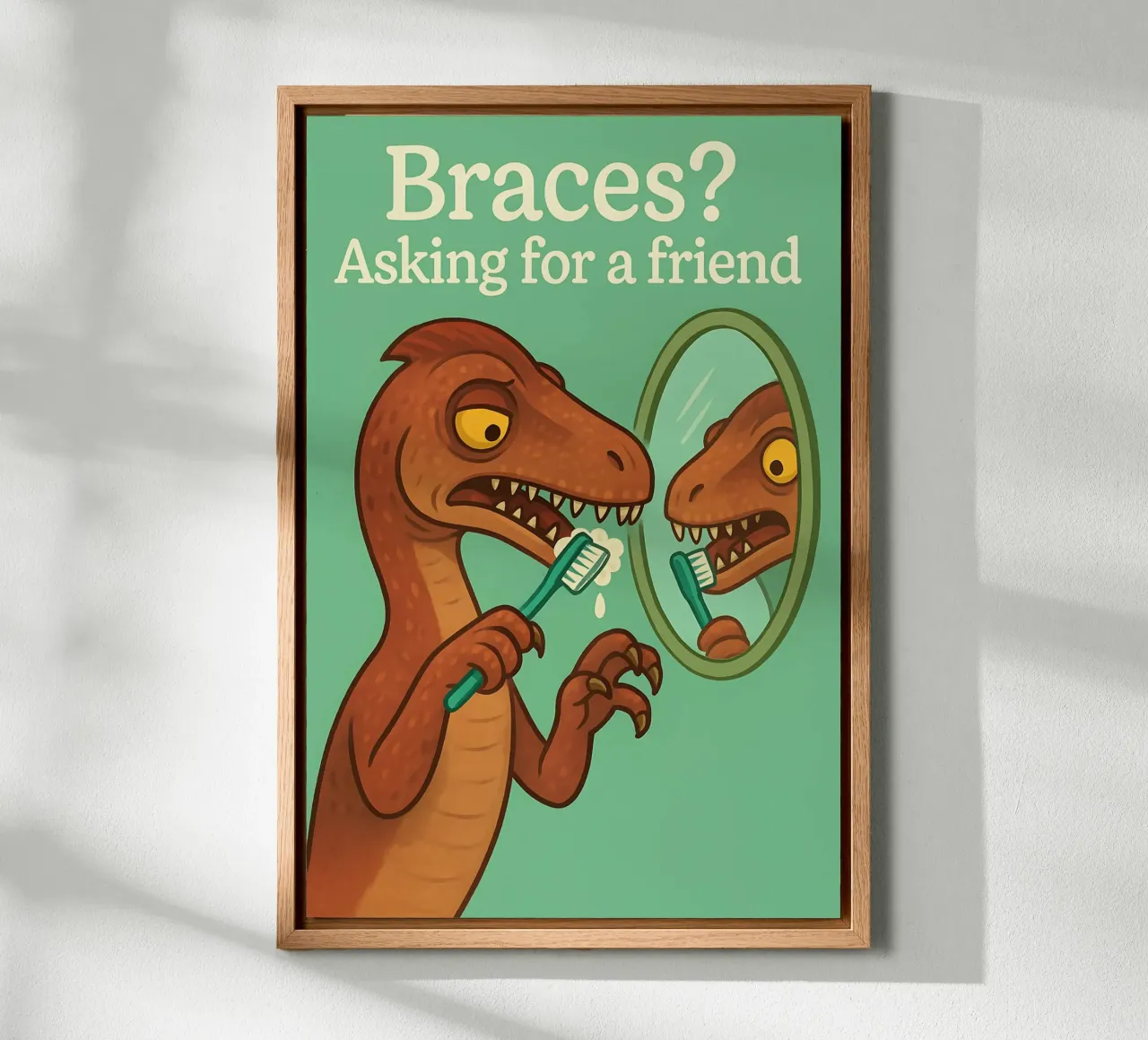 Funny Masasaurus Meme canvas with Floater frame by Funny Humor Art