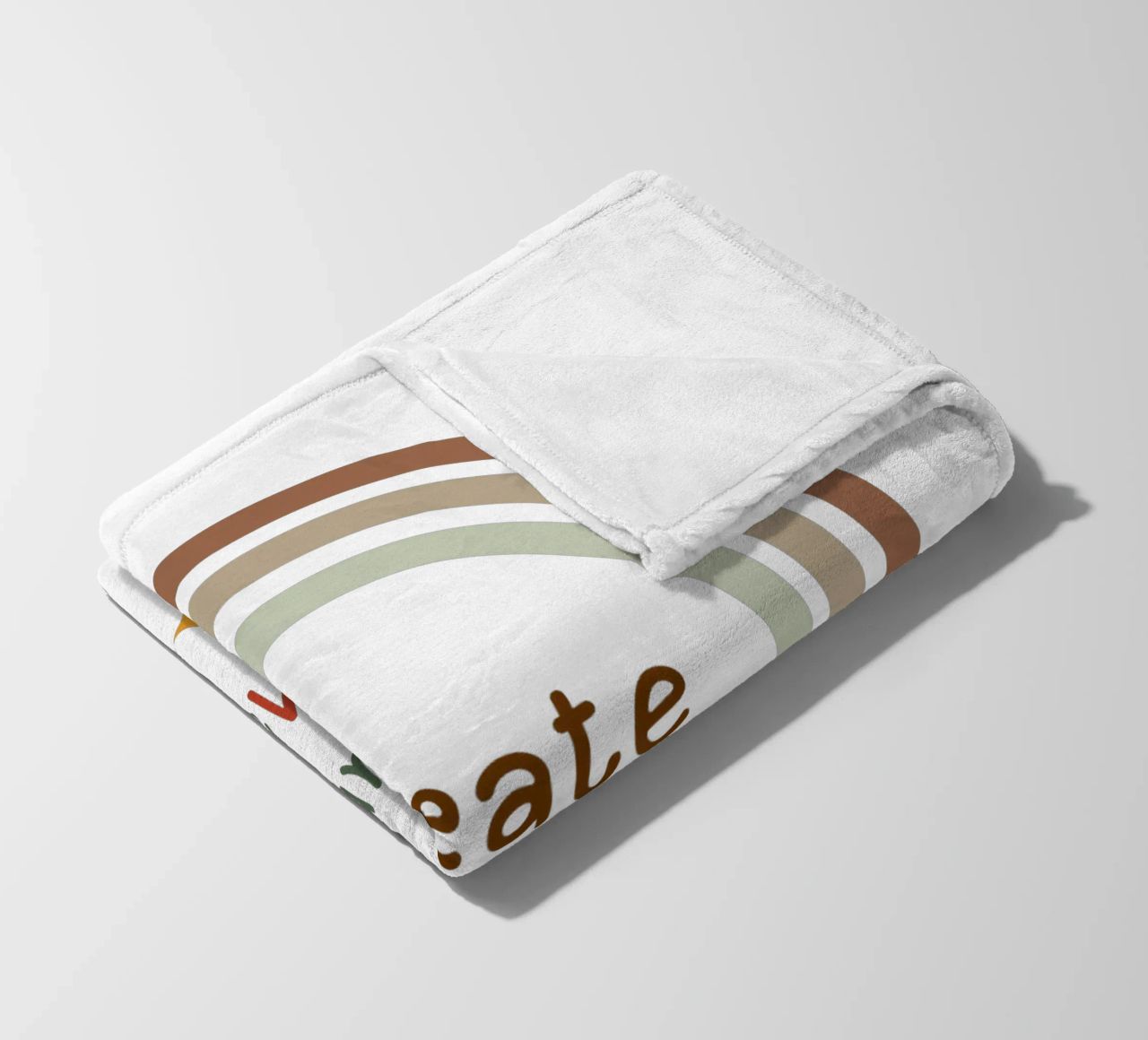 Create Your Own Magic – Minimalist Boho Rainbow Print fleece blanket by Sprouts & Sparks