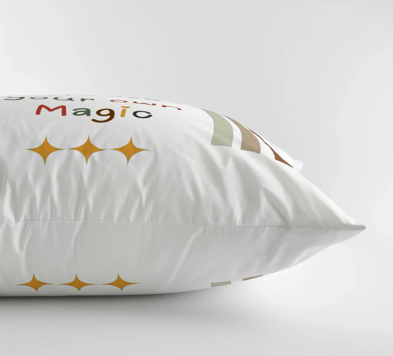 Create Your Own Magic – Minimalist Boho Rainbow Print decorative cushion by Sprouts & Sparks