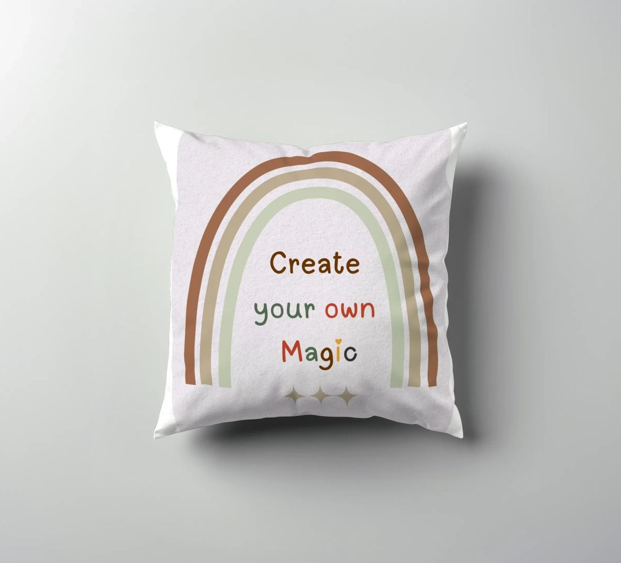 Create Your Own Magic – Minimalist Boho Rainbow Print decorative cushion by Sprouts & Sparks