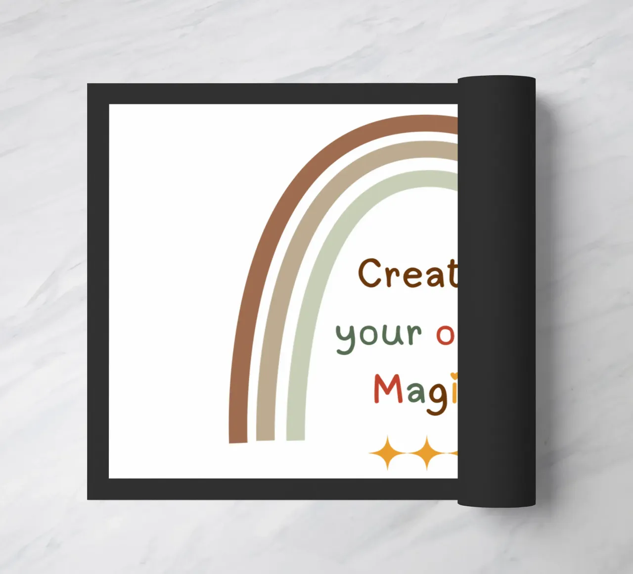 Create Your Own Magic – Minimalist Boho Rainbow Print doormat by Sprouts & Sparks