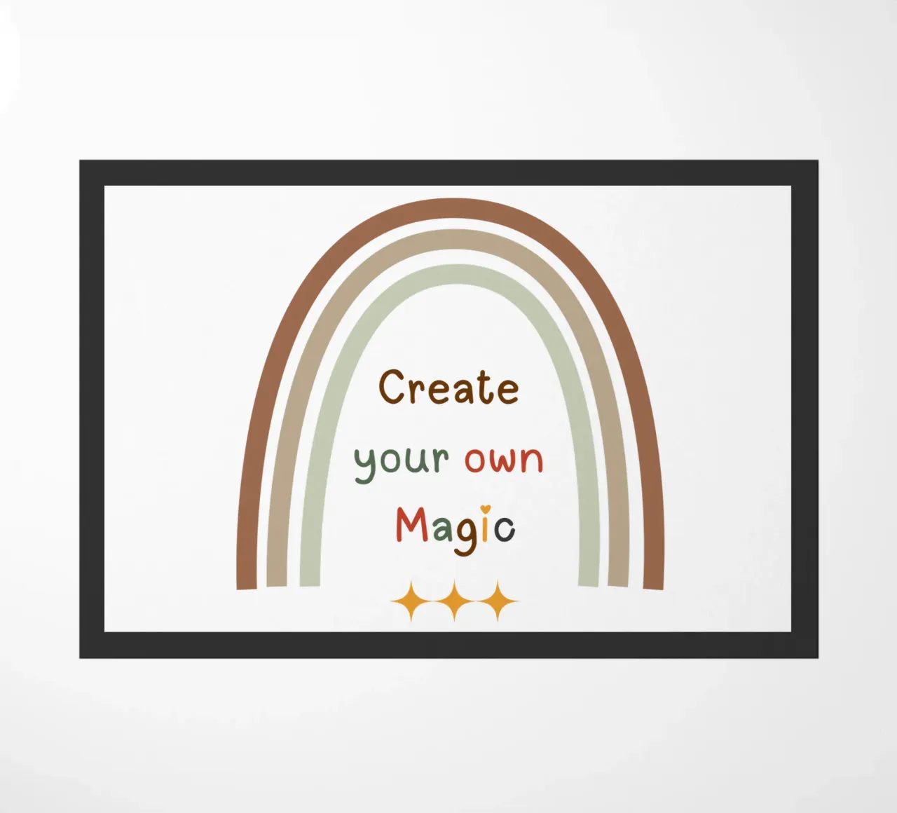 Create Your Own Magic – Minimalist Boho Rainbow Print doormat by Sprouts & Sparks