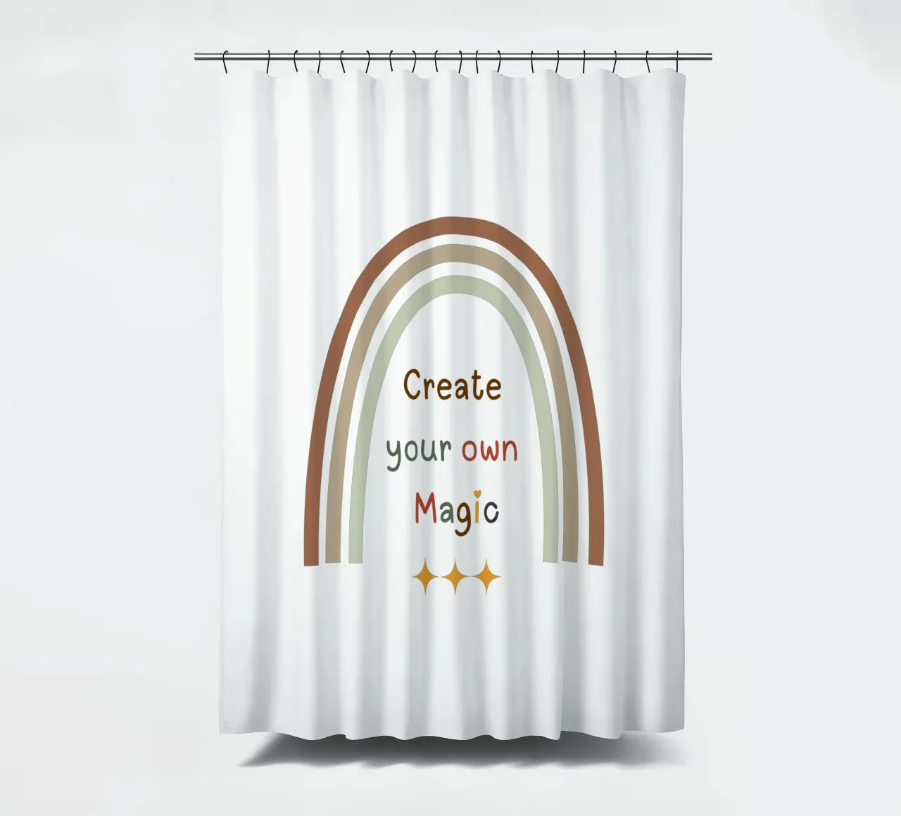 Create Your Own Magic – Minimalist Boho Rainbow Print shower curtain by Sprouts & Sparks