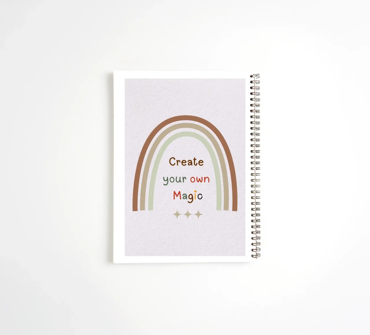 Create Your Own Magic – Minimalist Boho Rainbow Print spiral notebook by Sprouts & Sparks