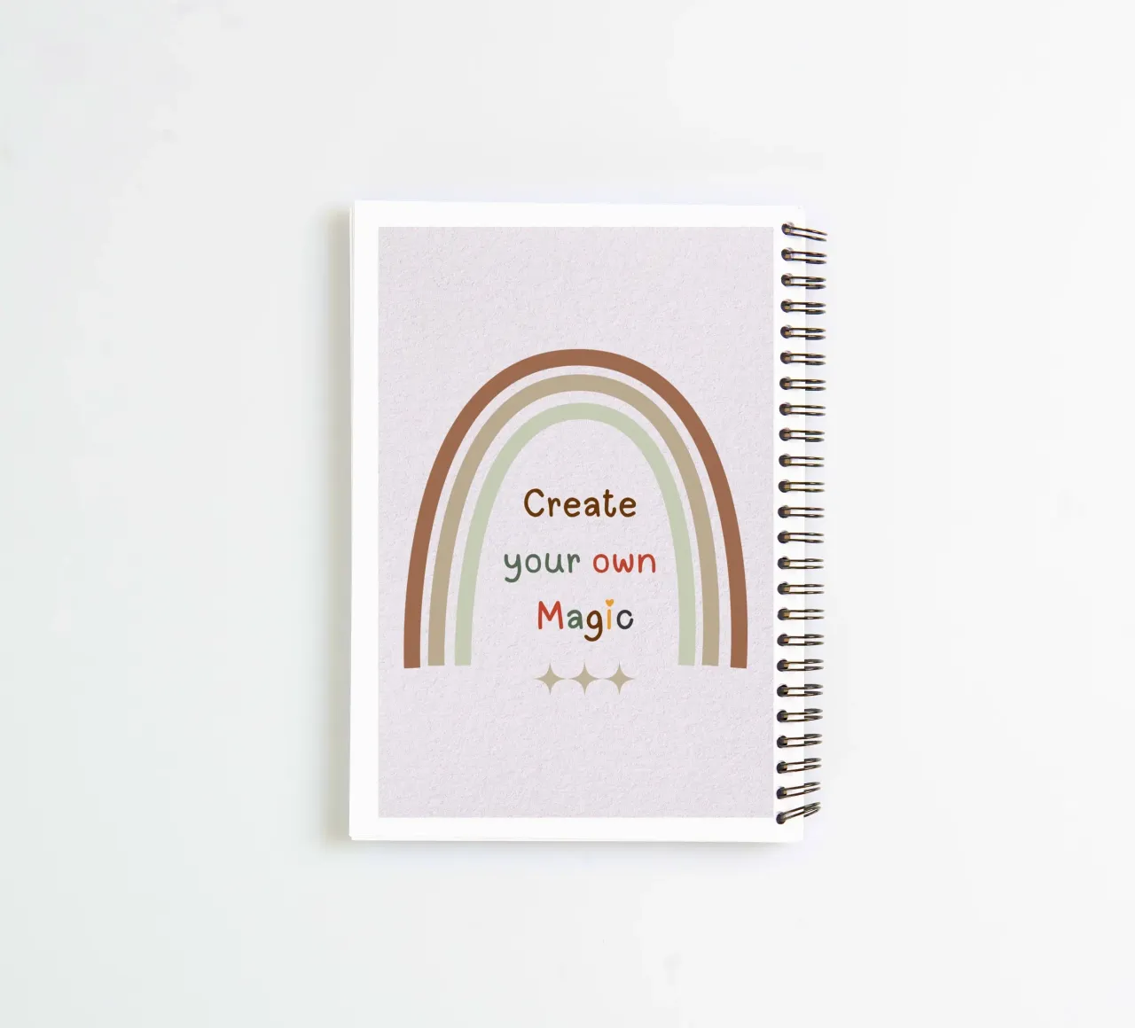 Create Your Own Magic – Minimalist Boho Rainbow Print spiral notebook by Sprouts & Sparks
