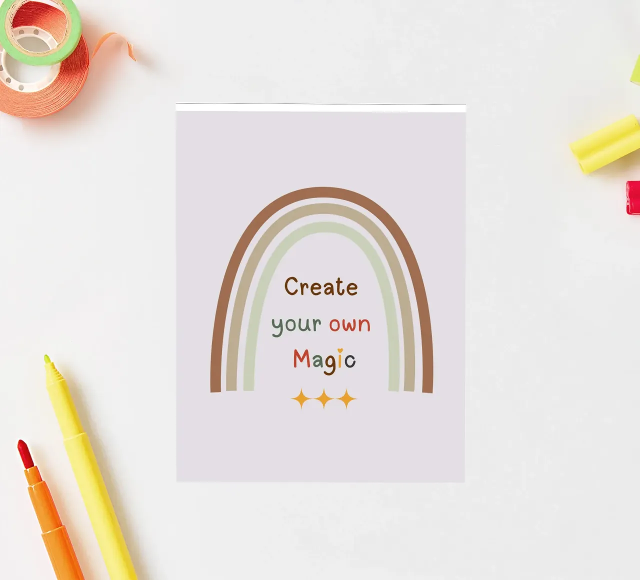 Erschaffe deine eigene Magie - Minimalistischer Boho-Regenbogen-Druck Sticker von Sprouts & Sparks