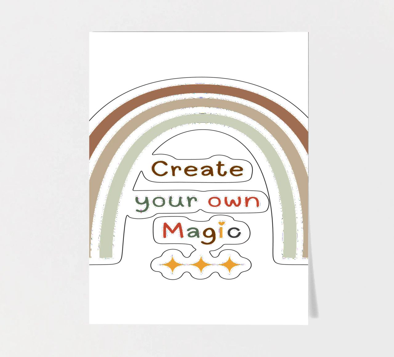Create Your Own Magic – Minimalist Boho Rainbow Print sticker sheet by Sprouts & Sparks