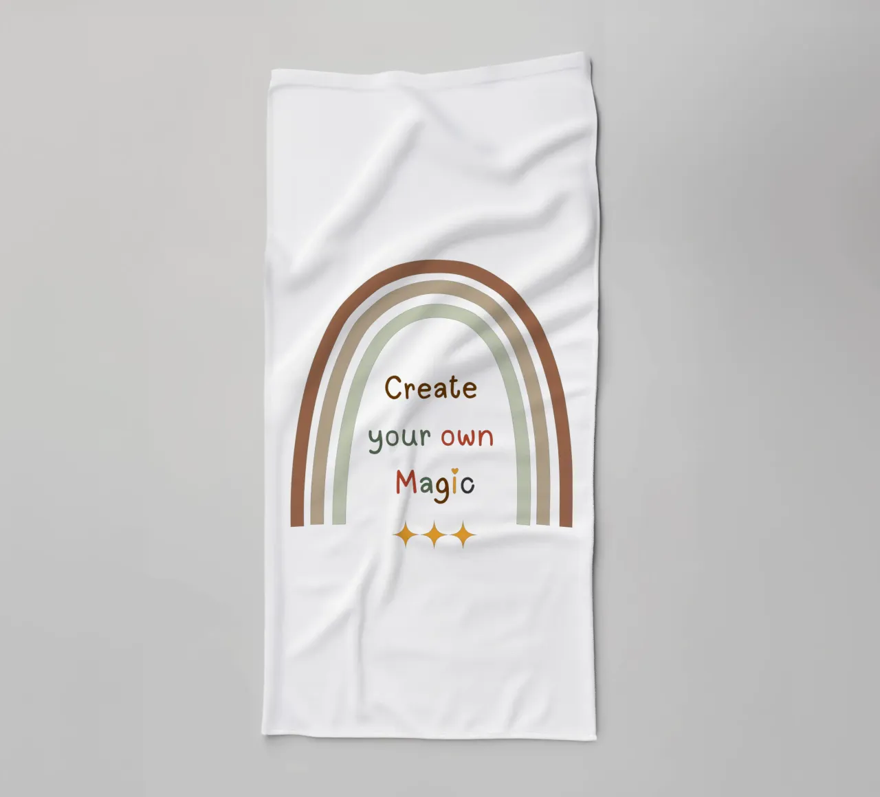 Create Your Own Magic – Minimalist Boho Rainbow Print towel by Sprouts & Sparks