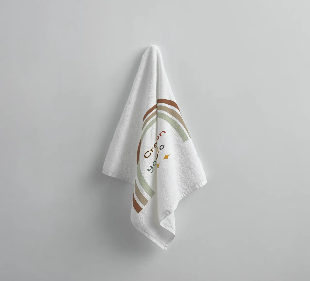 Create Your Own Magic – Minimalist Boho Rainbow Print towel by Sprouts & Sparks