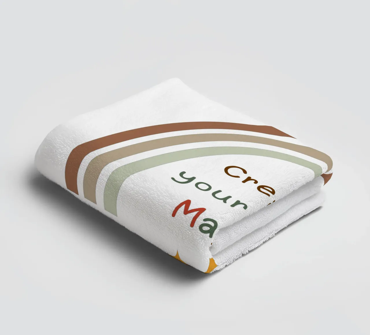 Create Your Own Magic – Minimalist Boho Rainbow Print towel by Sprouts & Sparks