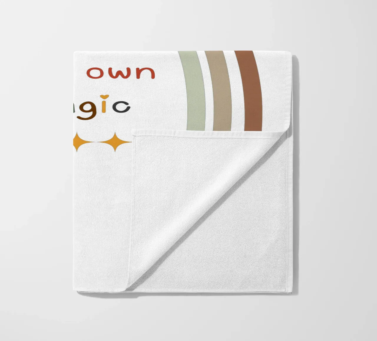 Create Your Own Magic – Minimalist Boho Rainbow Print beach towel by Sprouts & Sparks