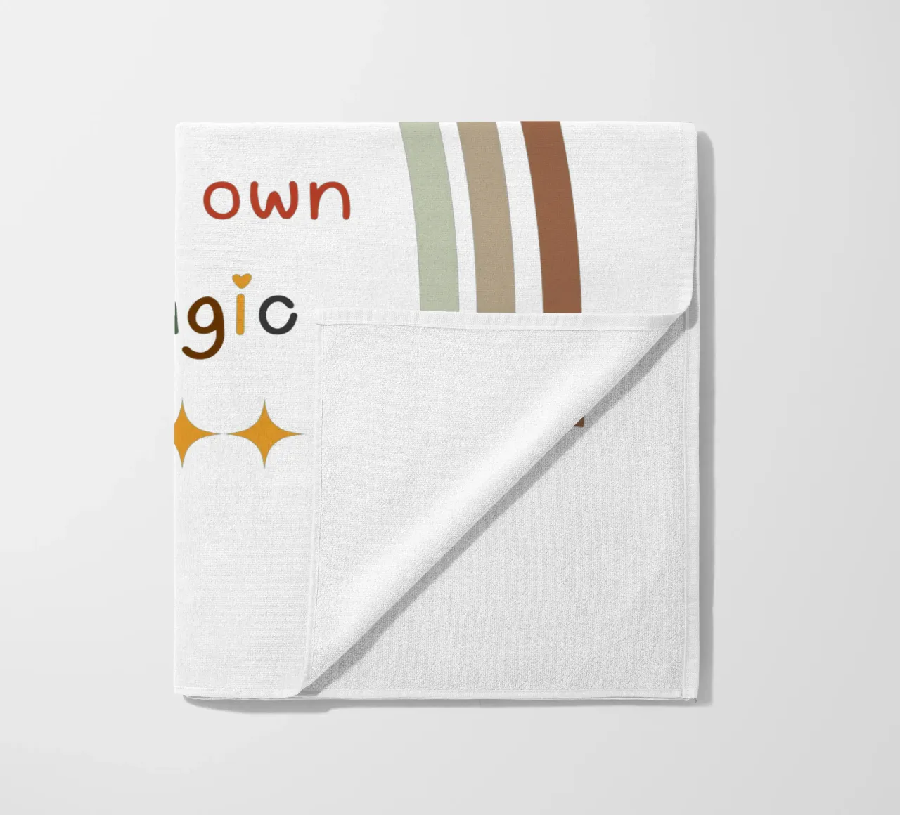 Create Your Own Magic – Minimalist Boho Rainbow Print beach towel by Sprouts & Sparks