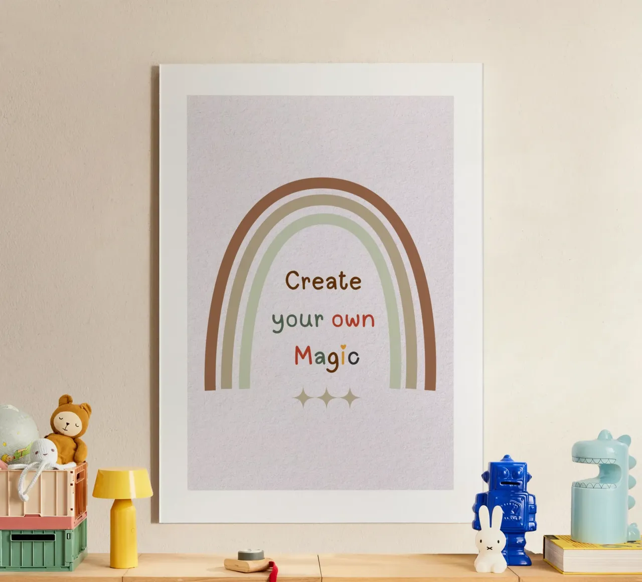 Crea tu propia magia - Estampado arco iris boho minimalista metacrilato de Sprouts & Sparks
