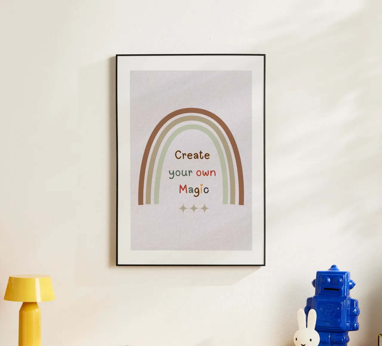 Create Your Own Magic – Minimalist Boho Rainbow Print alu-dibond by Sprouts & Sparks