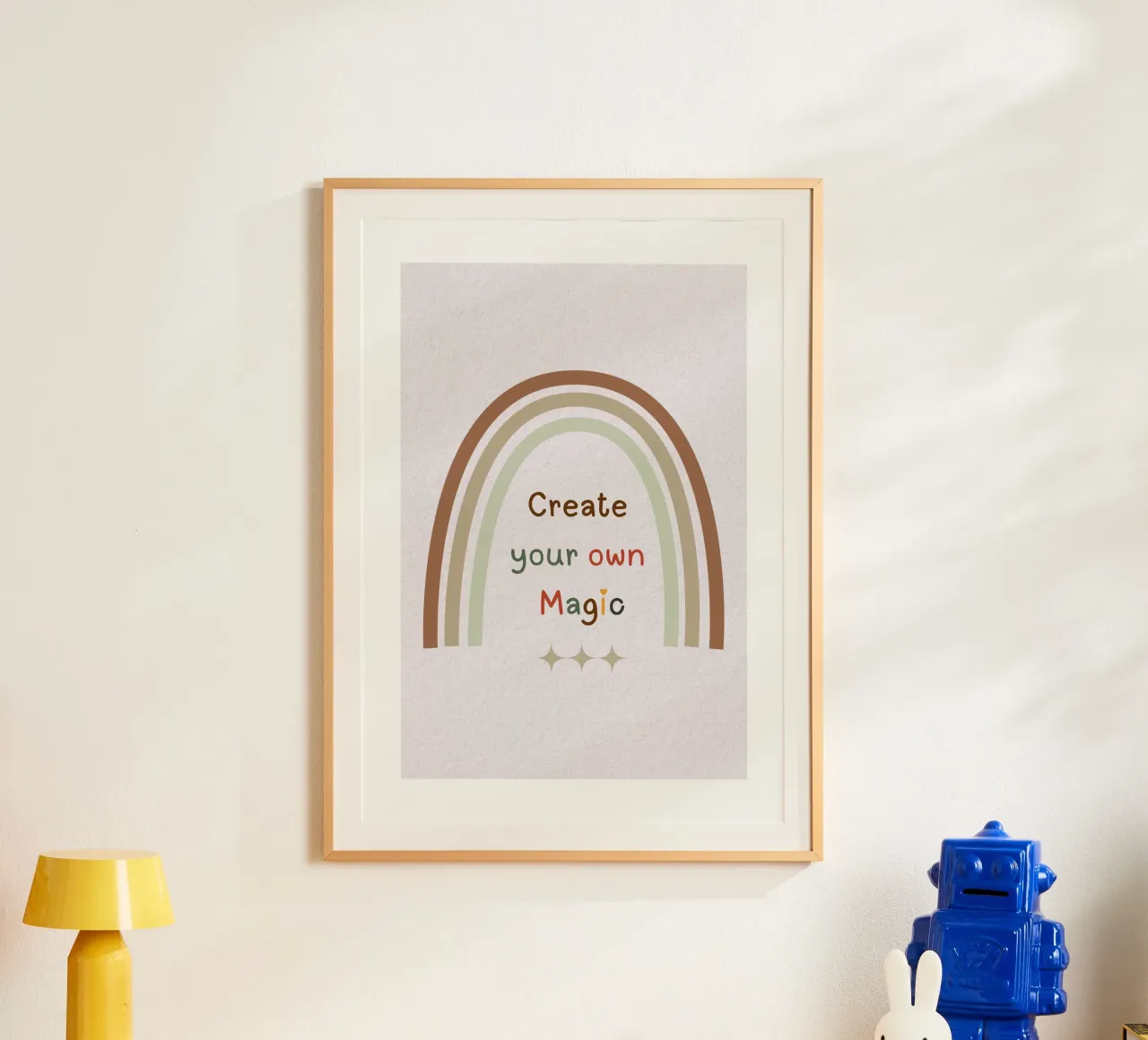 Create Your Own Magic – Minimalist Boho Rainbow Print poster by Sprouts & Sparks