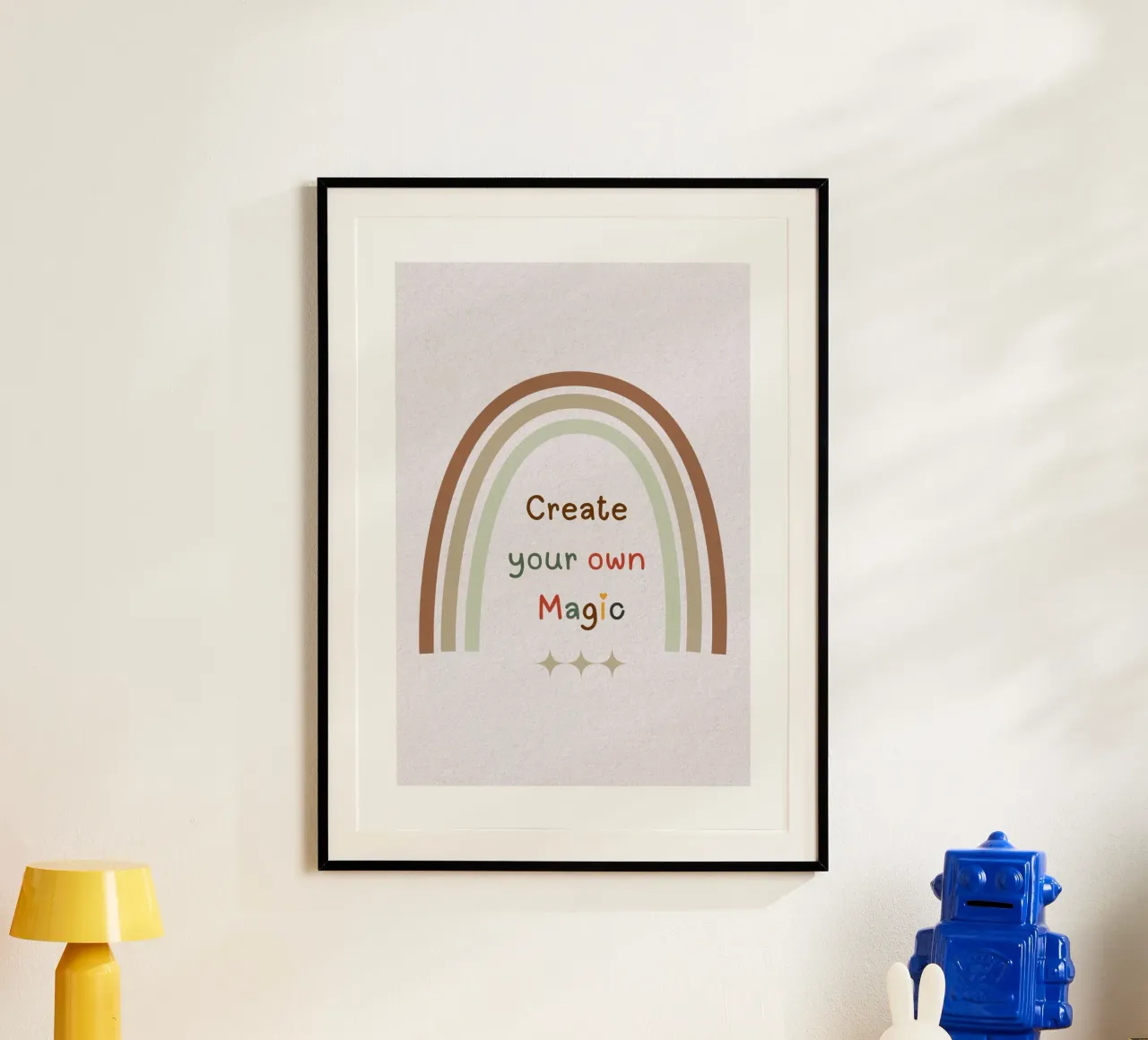 Erschaffe deine eigene Magie - Minimalistischer Boho-Regenbogen-Druck Hahnemühle von Sprouts & Sparks