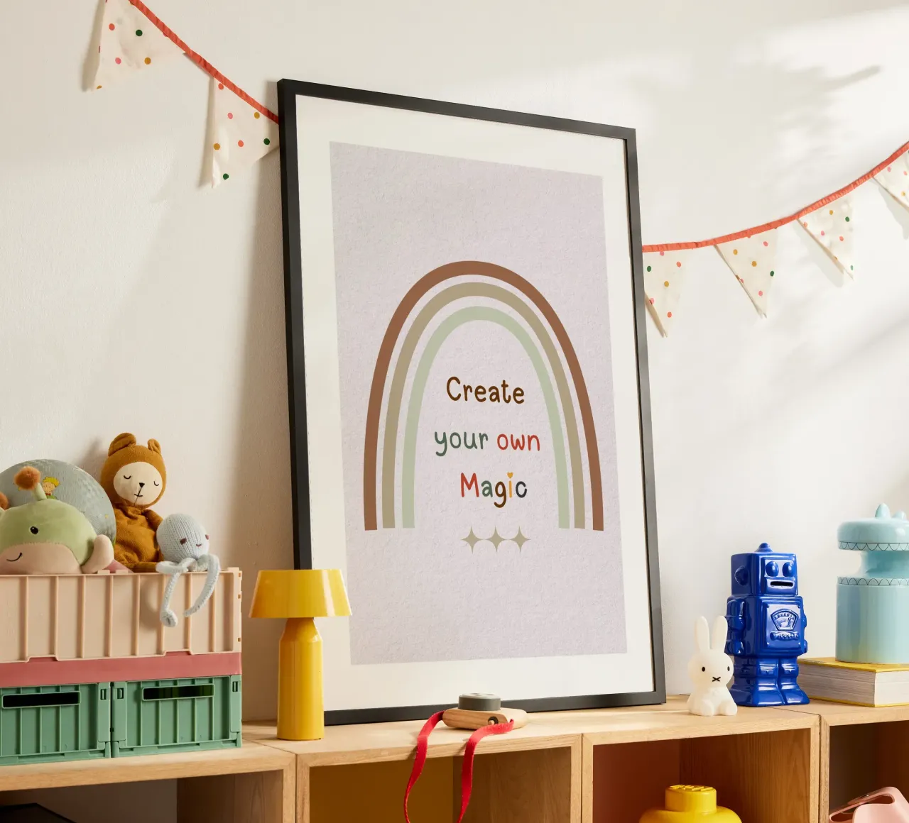 Create Your Own Magic – Minimalist Boho Rainbow Print poster by Sprouts & Sparks