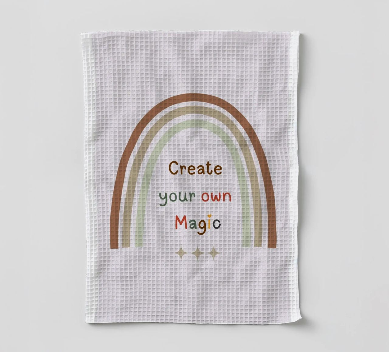 Créez votre propre magie - Minimalist Boho Rainbow Print torchon de Sprouts & Sparks