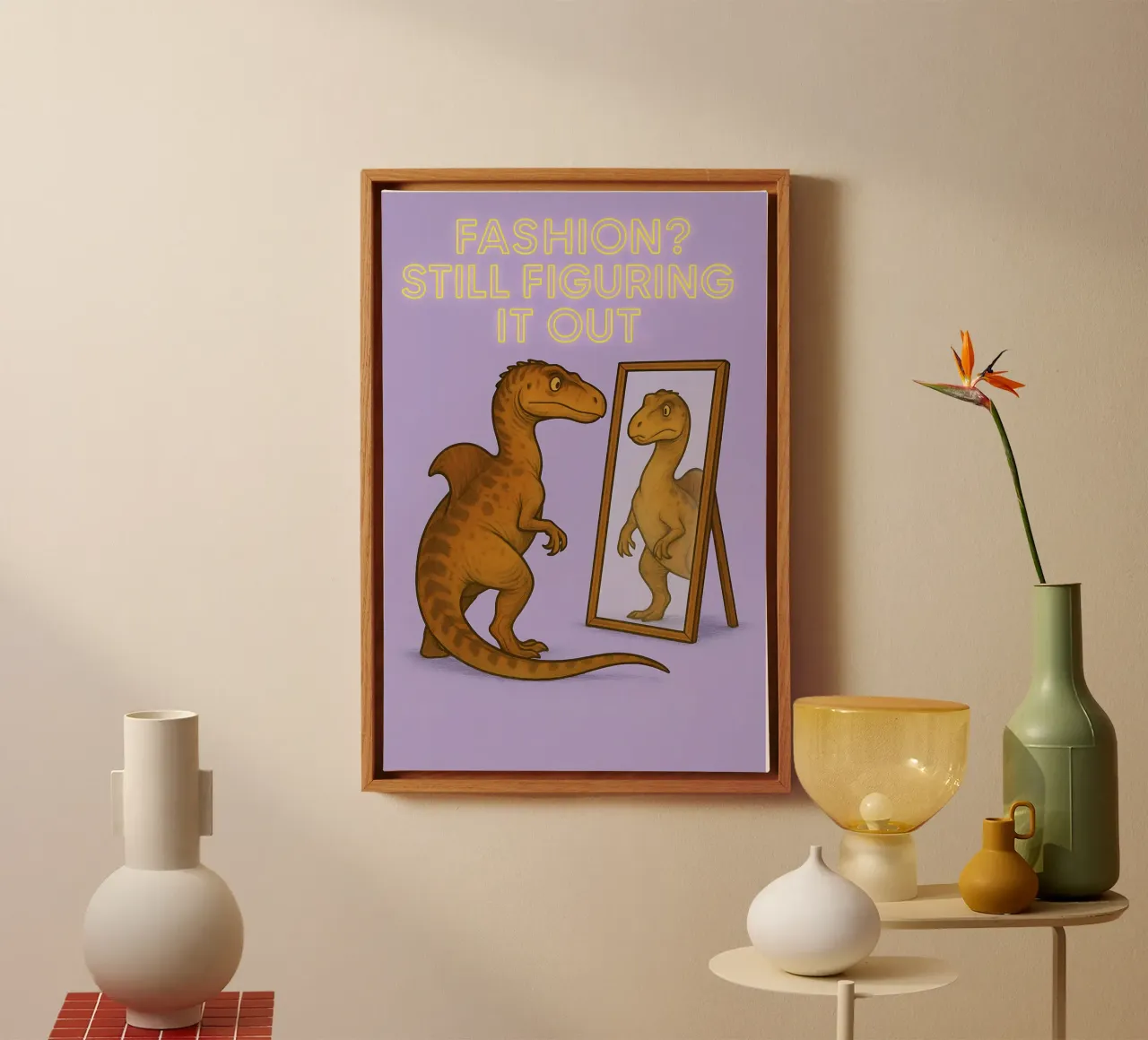 Funny Concavenator Meme tela con Cornice a cassetta da Funny Humor Art